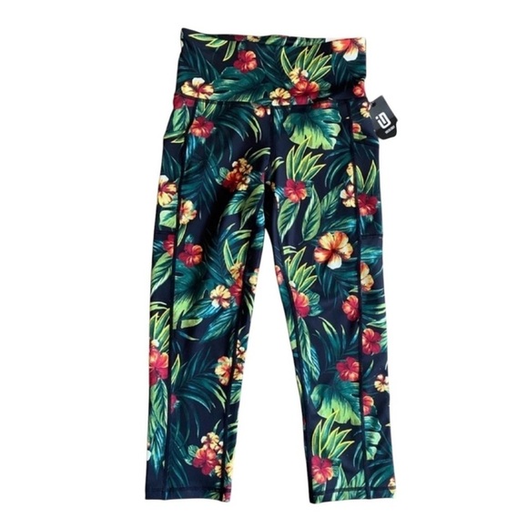 Ideology Pants - Tropical Side-Pocket Cropped Leggings BRAND NEW WITH TAGS